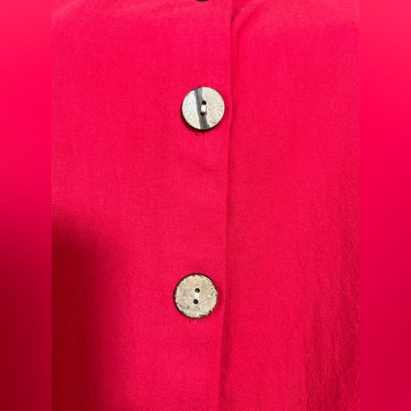 Red Linen/Cotton Button Down Shirt Women’s Size L 3/4 Sleeves - Picture 5 of 8